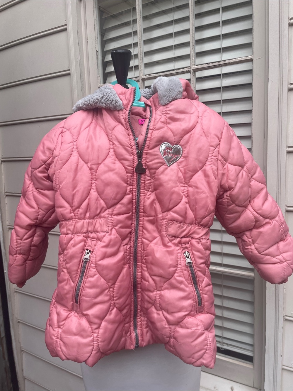 Betsey Johnson Girls Pink Quilted Hooded Coat Jacket Size 4